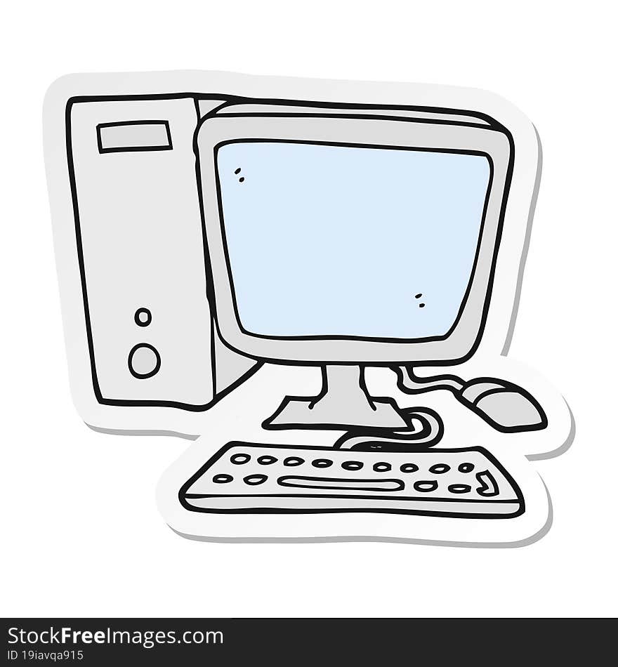 sticker of a cartoon desktop computer