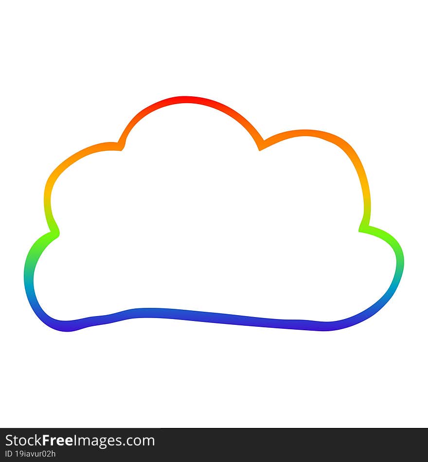 rainbow gradient line drawing of a cartoon weather cloud