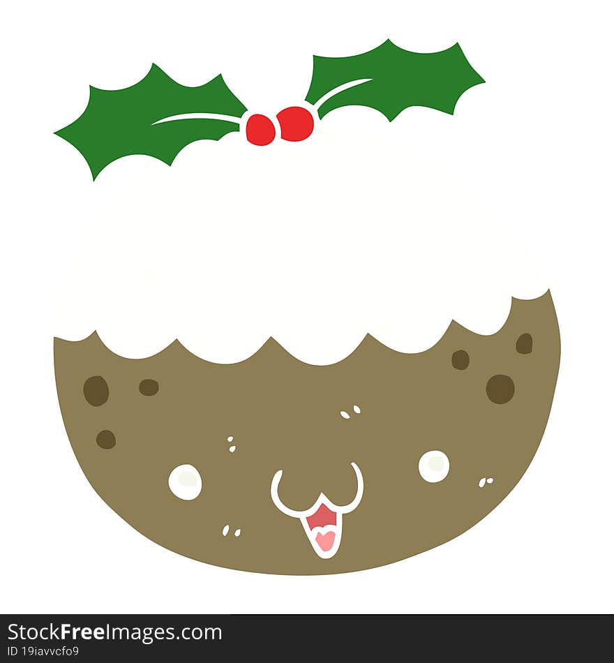 cute flat color style cartoon christmas pudding