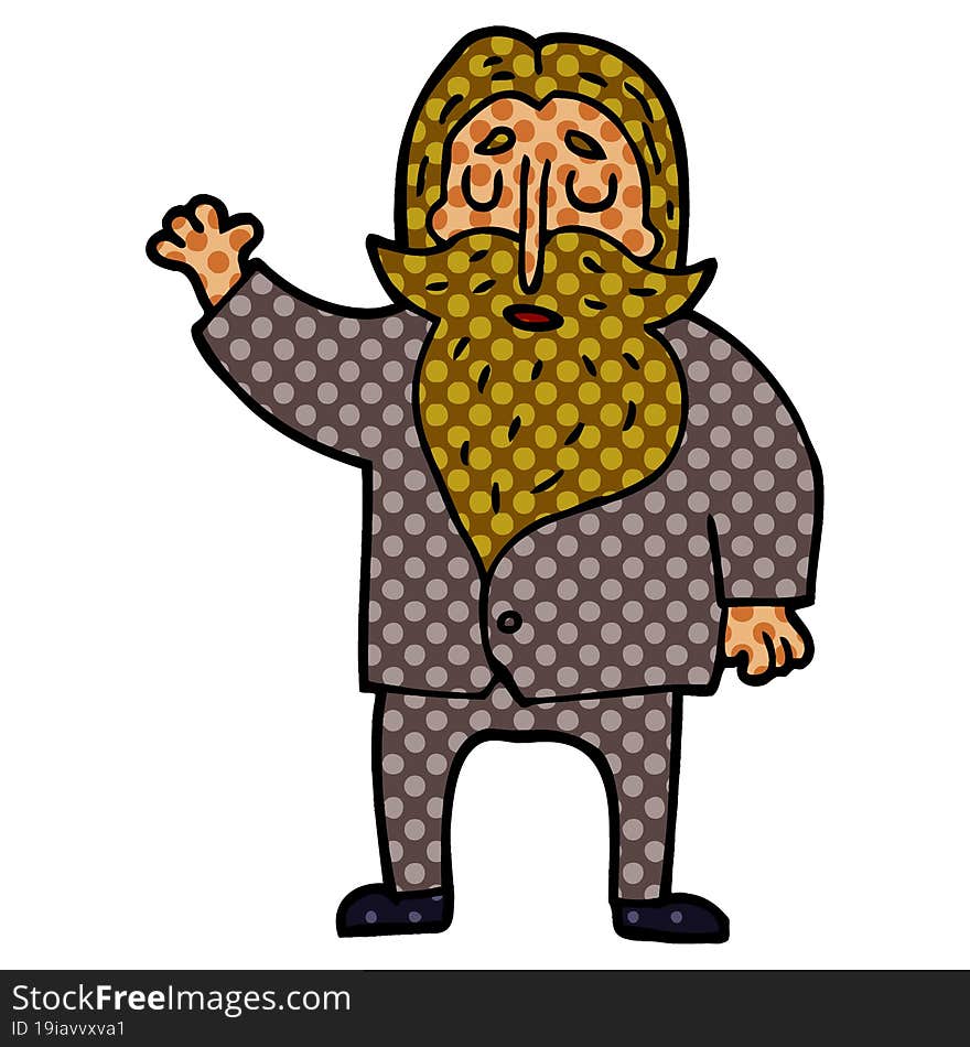 Cartoon Doodle Old Man Waving