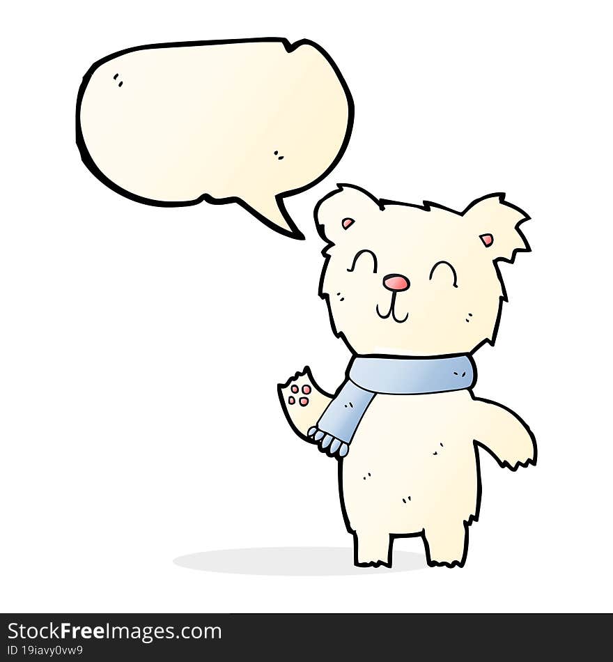 cartoon cute polar bear cub with speech bubble