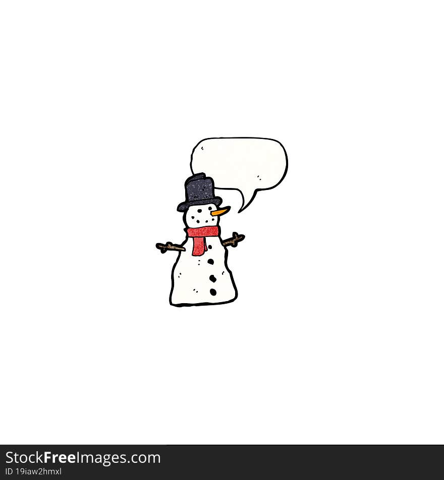 snowman with speech bubble cartoon