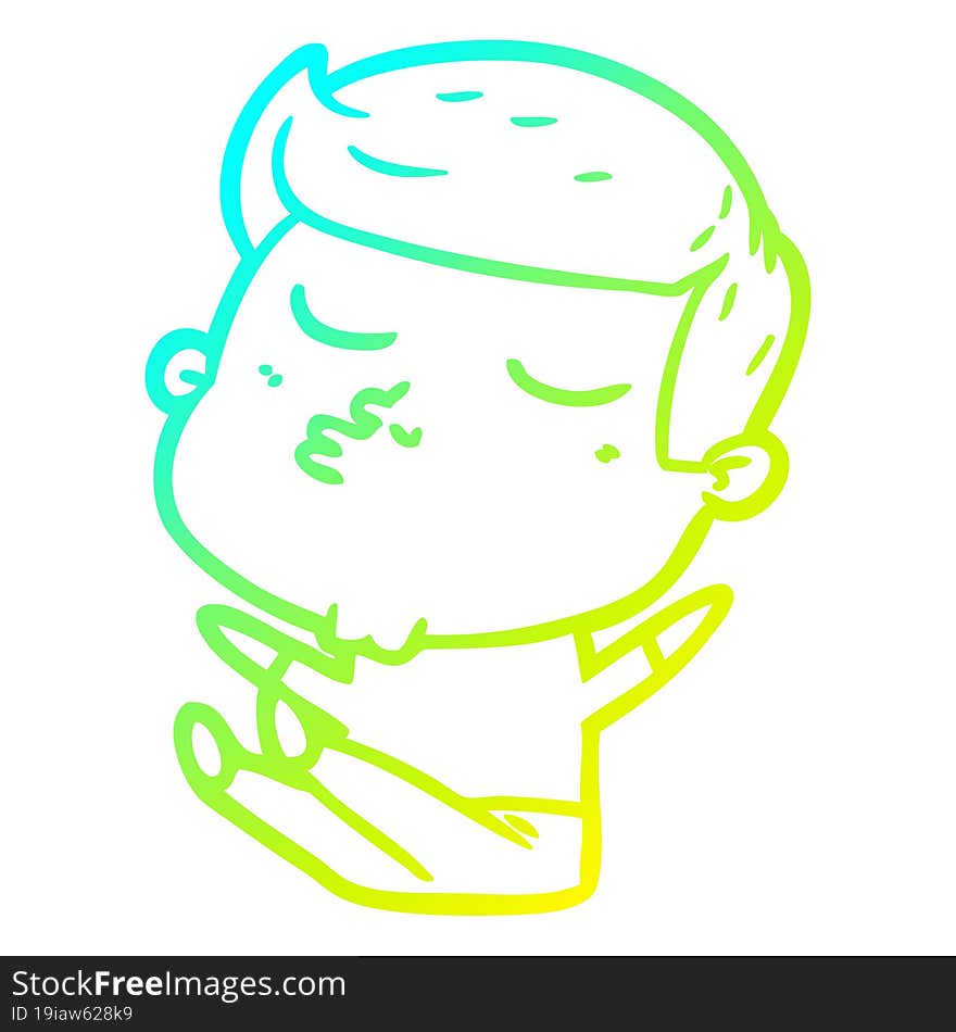 cold gradient line drawing cartoon model guy pouting