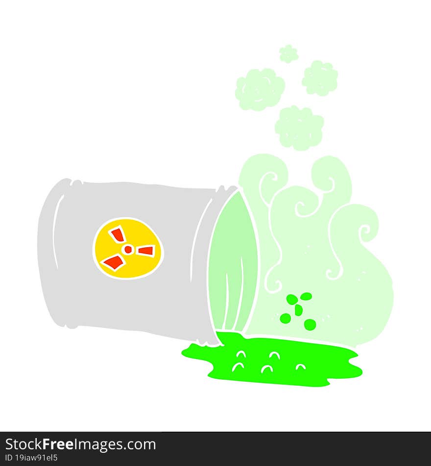 Flat Color Illustration Of A Cartoon Nuclear Waste