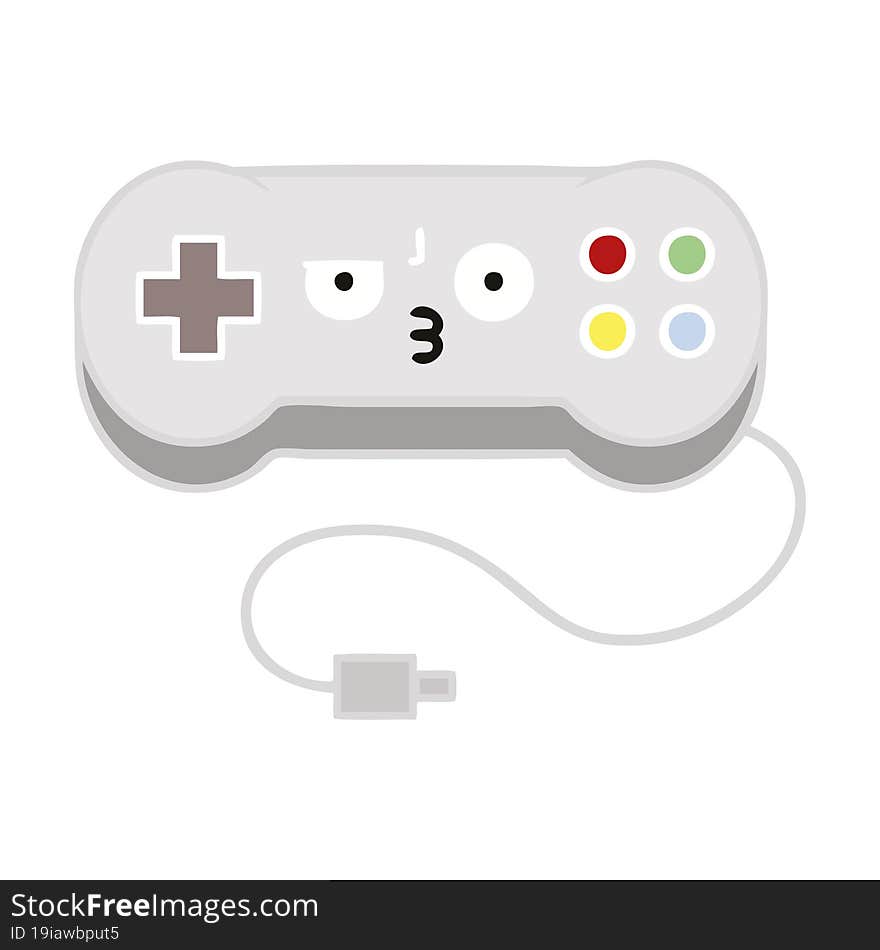 flat color retro cartoon game controller