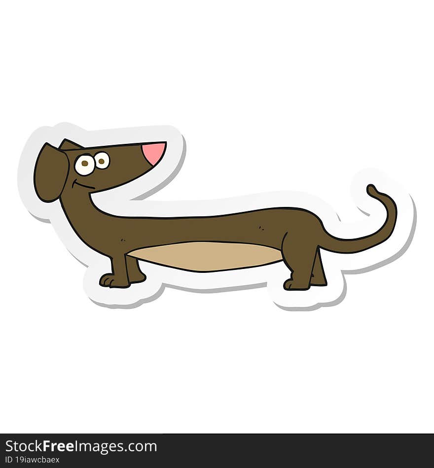 Sticker Of A Cartoon Dachshund