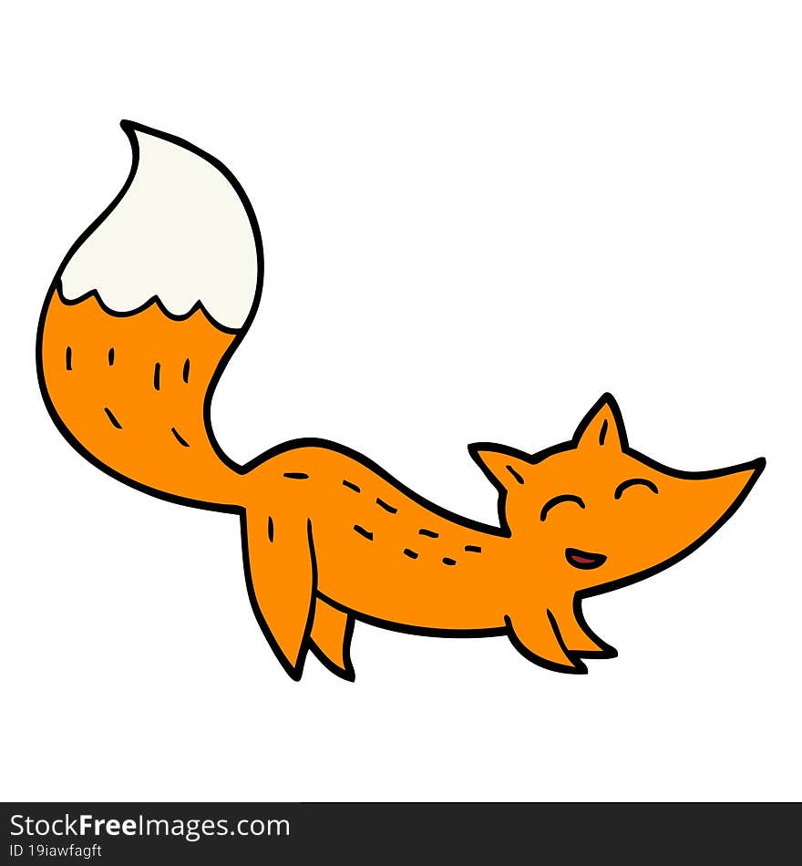 hand drawn doodle style cartoon happy fox