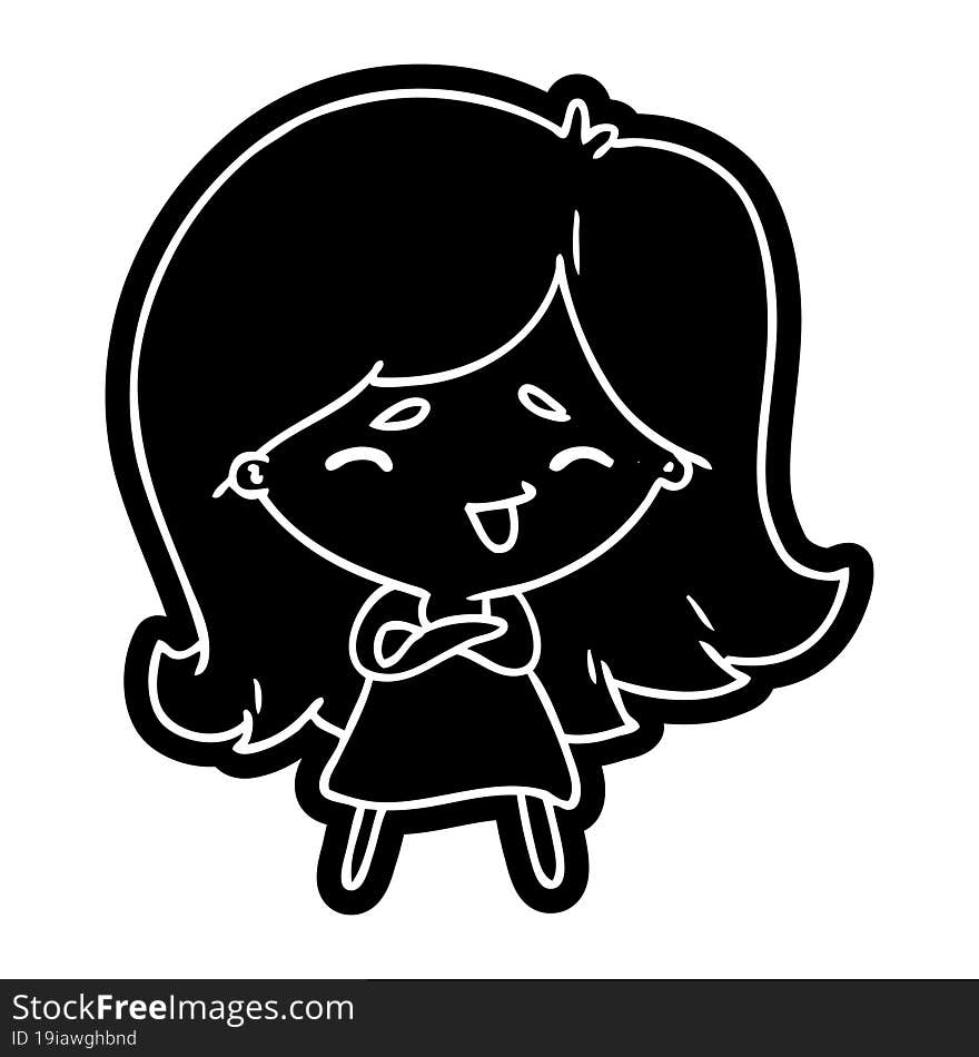 cartoon icon of a cute kawaii girl