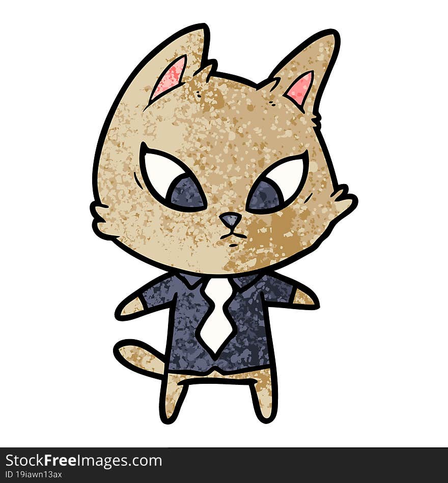 confused cartoon business cat. confused cartoon business cat