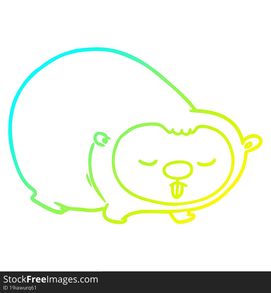 cold gradient line drawing cartoon wombat