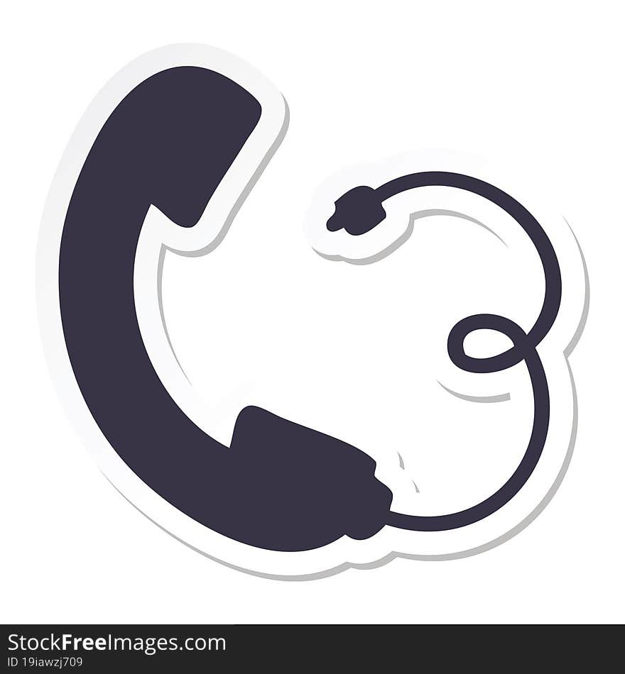 sticker of a cute cartoon telephone receiver