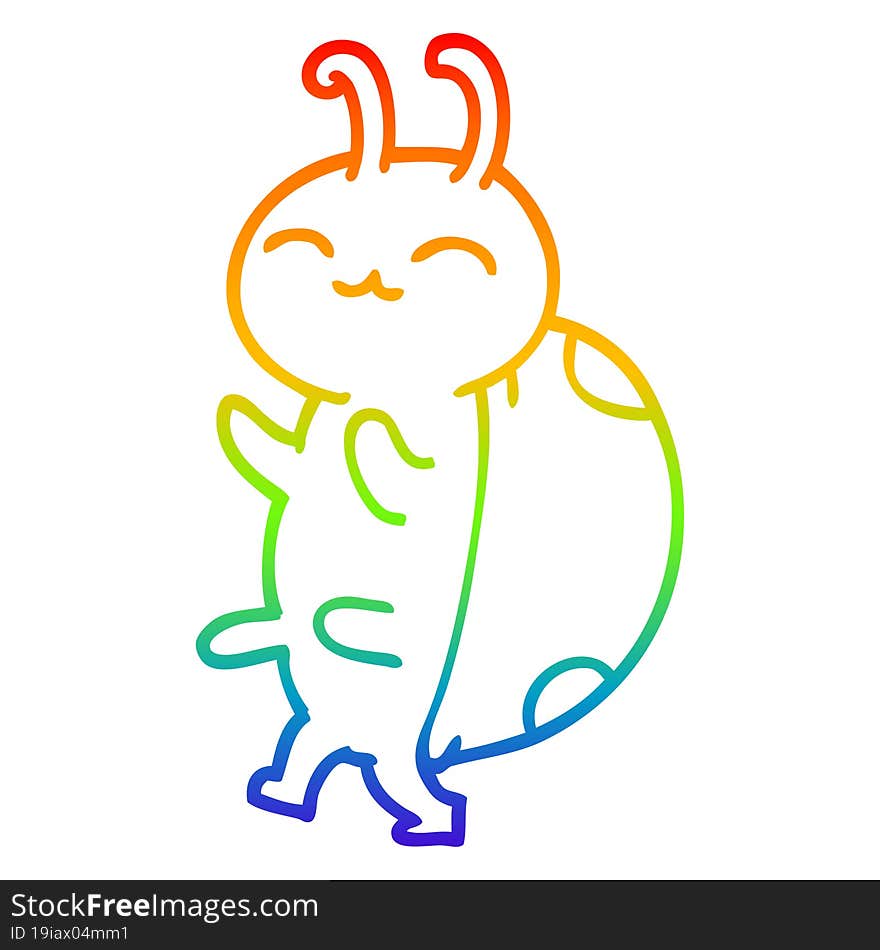 Rainbow Gradient Line Drawing Cute Cartoon Ladybug