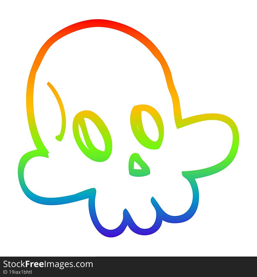 rainbow gradient line drawing cartoon halloween skull