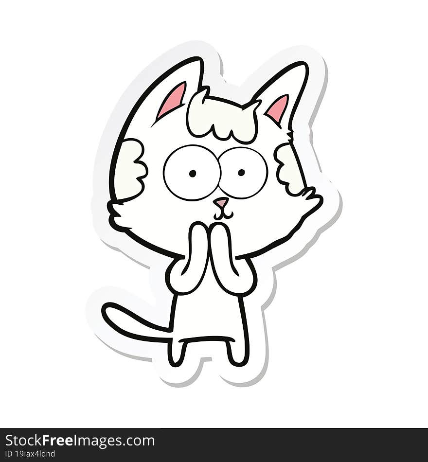 sticker of a happy cartoon cat