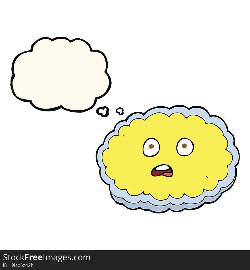 shocked cartoon cloud face with thought bubble