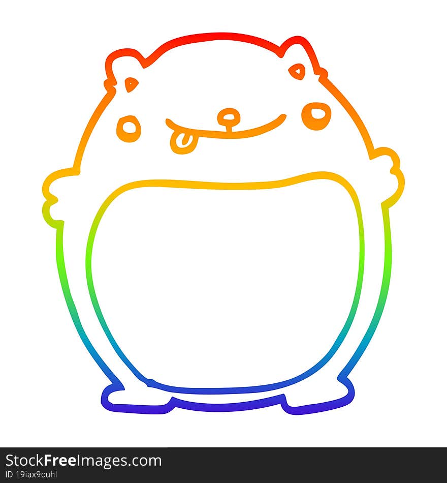 rainbow gradient line drawing cartoon bear