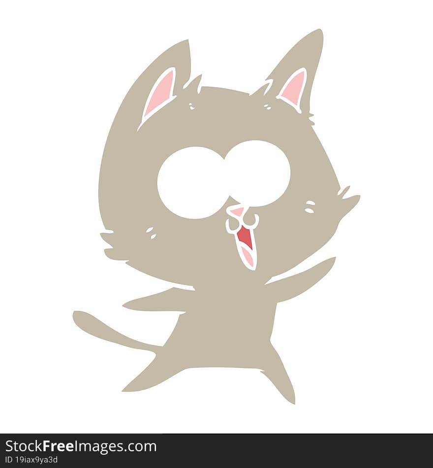 funny flat color style cartoon cat