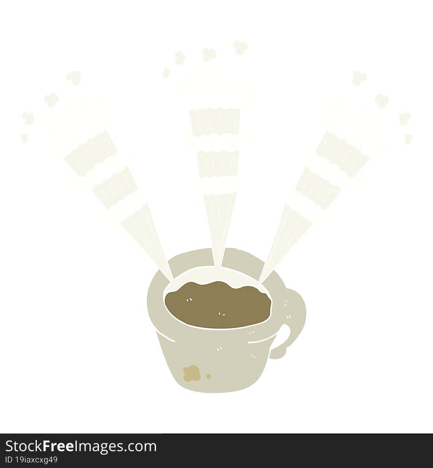 Flat Color Illustration Of A Cartoon Hot Coffee Mug