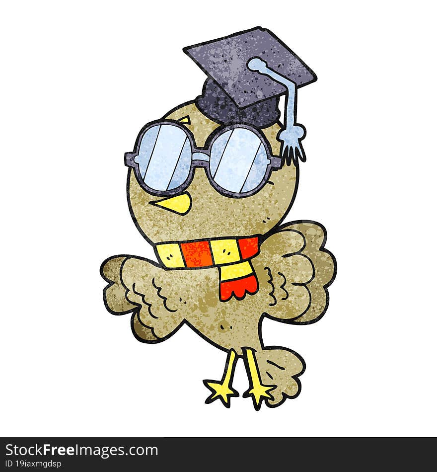 cute freehand drawn texture cartoon well educated bird. cute freehand drawn texture cartoon well educated bird