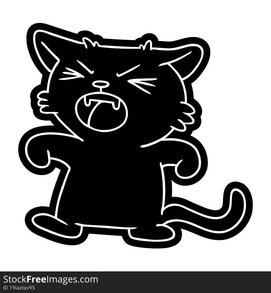 cartoon icon drawing of a screeching cat