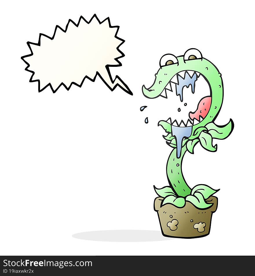 speech bubble cartoon carnivorous plant