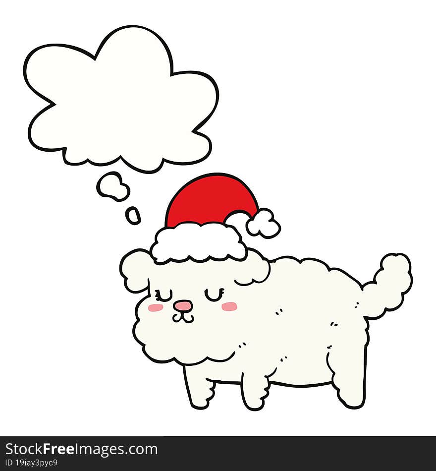 cute christmas dog and thought bubble