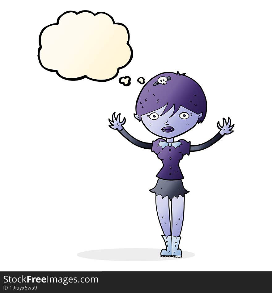 Cartoon Vampire Girl With Thought Bubble