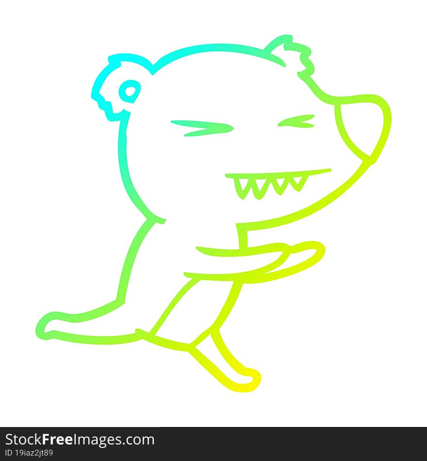 cold gradient line drawing angry bear cartoon