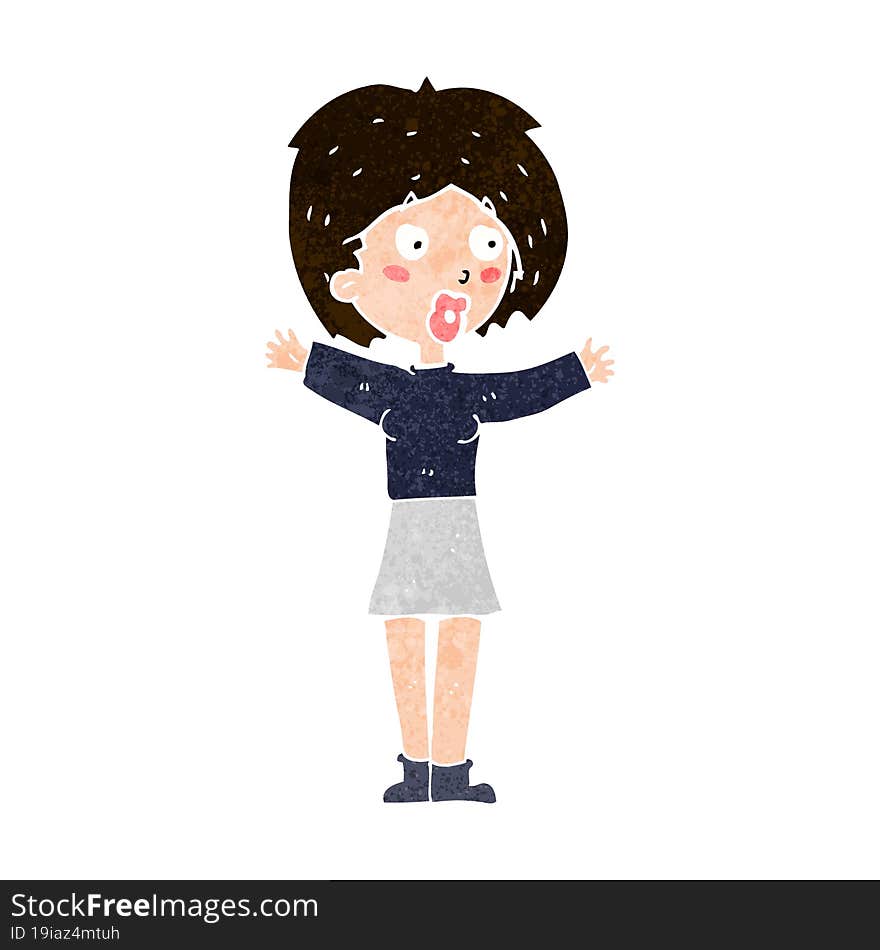 cartoon worried woman