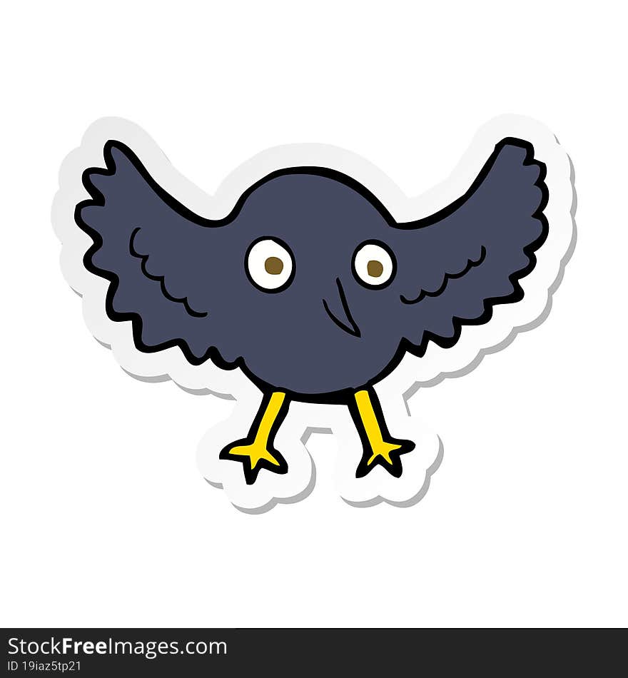 Sticker Of A Cartoon Crow