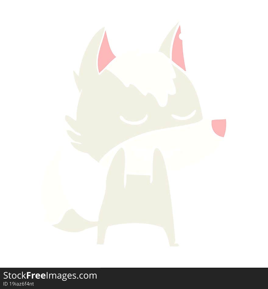 Laughing Flat Color Style Cartoon Wolf