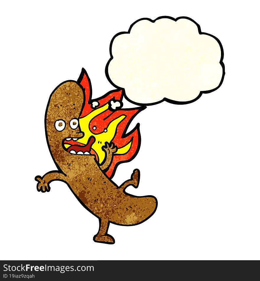 crazy cartoon sausage with thought bubble