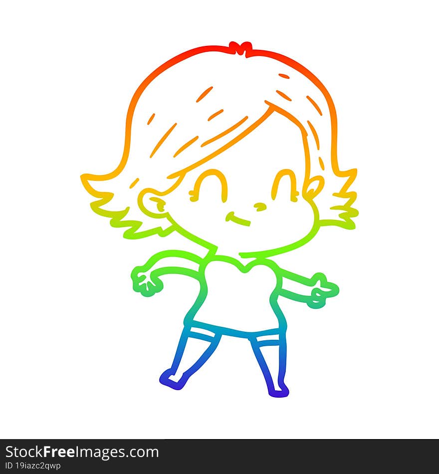 rainbow gradient line drawing cartoon friendly girl