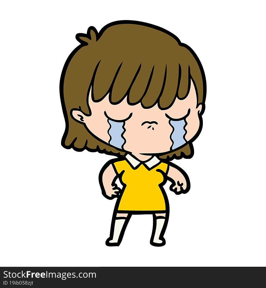 cartoon woman crying. cartoon woman crying