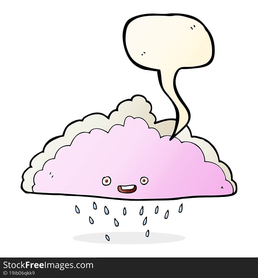 cartoon rain cloud with speech bubble