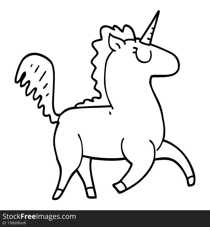 line drawing cartoon unicorn