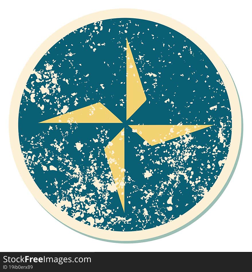 distressed sticker tattoo style icon of a star symbol