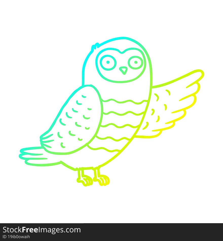 cold gradient line drawing cartoon owl pointing