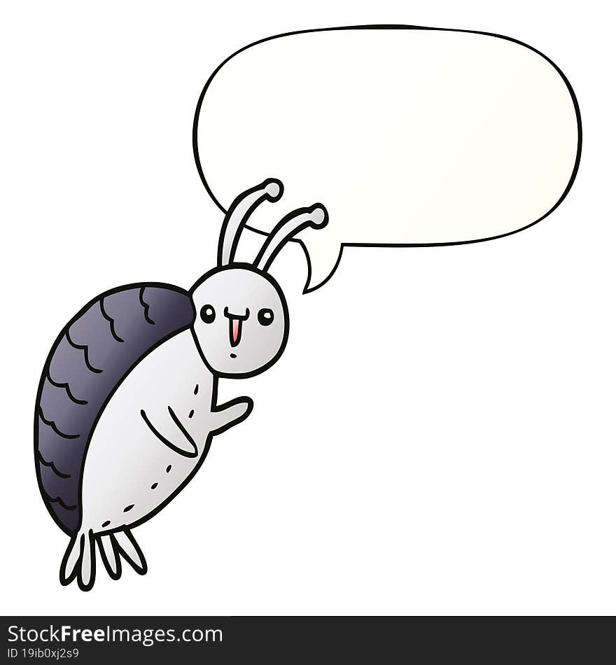 Cartoon Beetle And Speech Bubble In Smooth Gradient Style