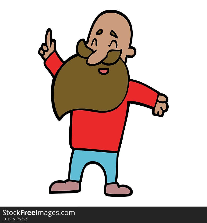 Cartoon Doodle Man With Beard