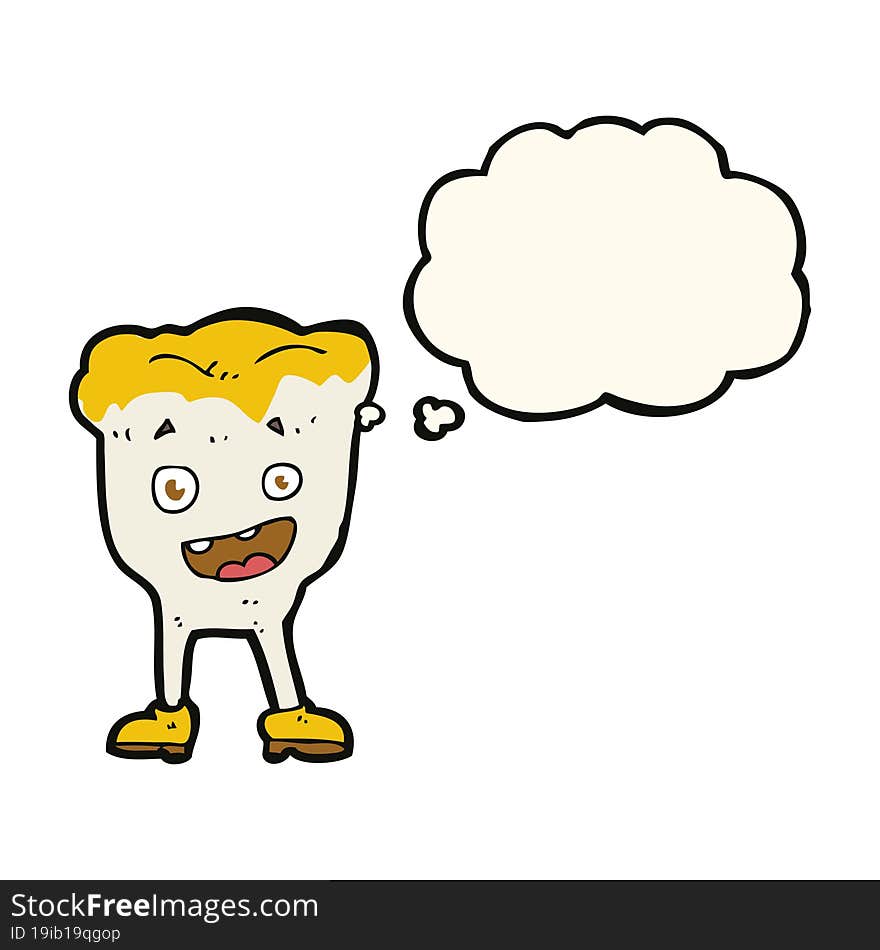 cartoon tooth with thought bubble