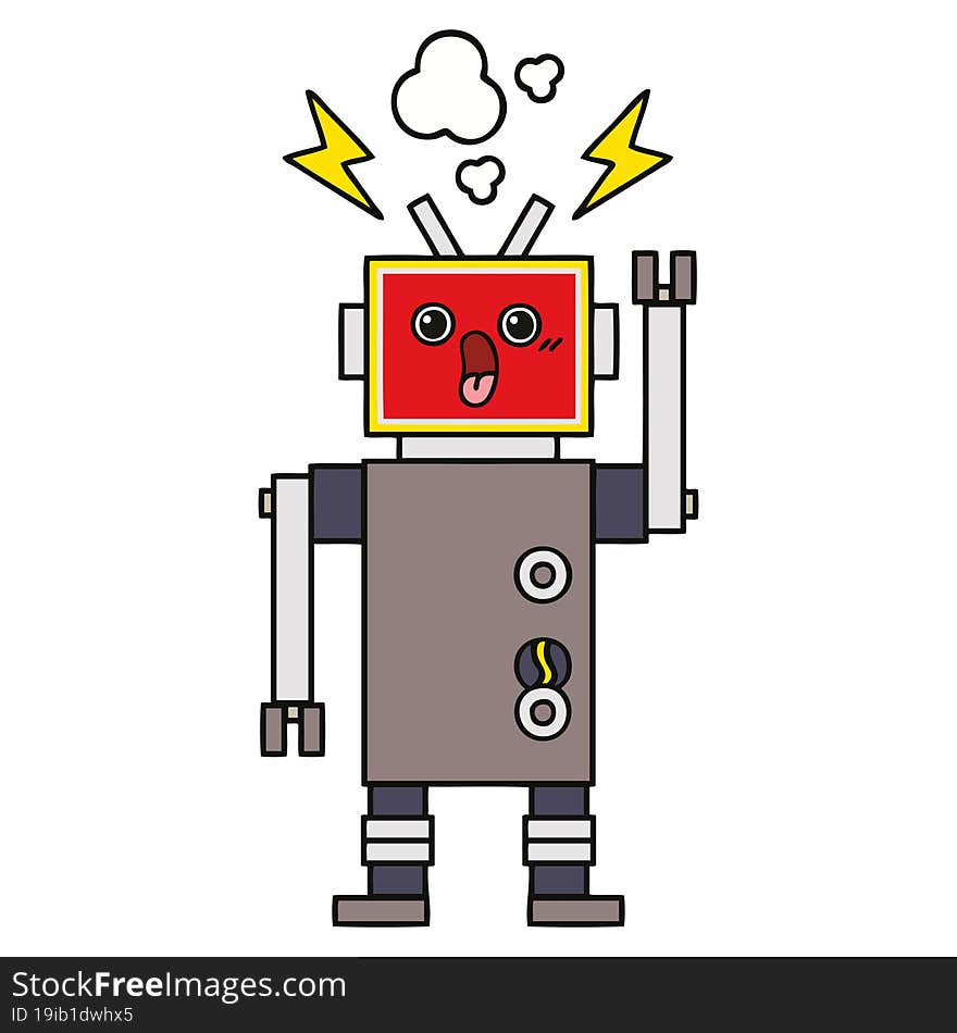 cute cartoon of a robot malfunction