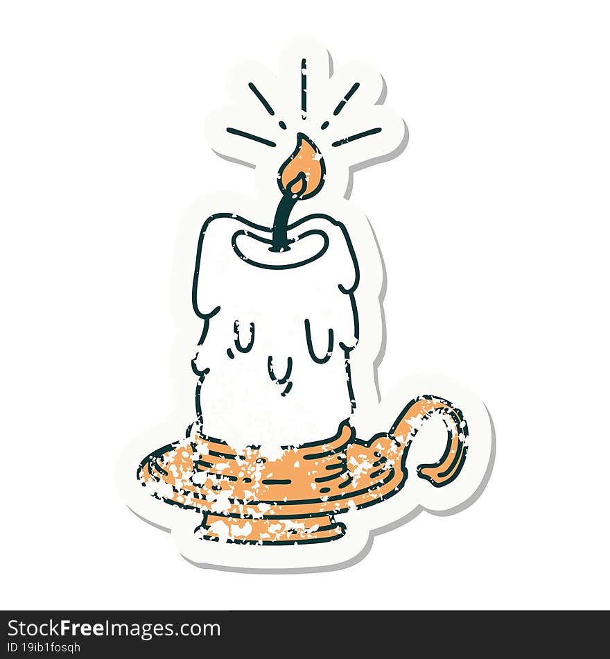 grunge sticker of tattoo style spooky melting candle