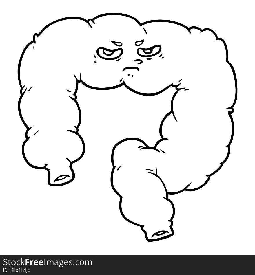 cartoon angry colon. cartoon angry colon