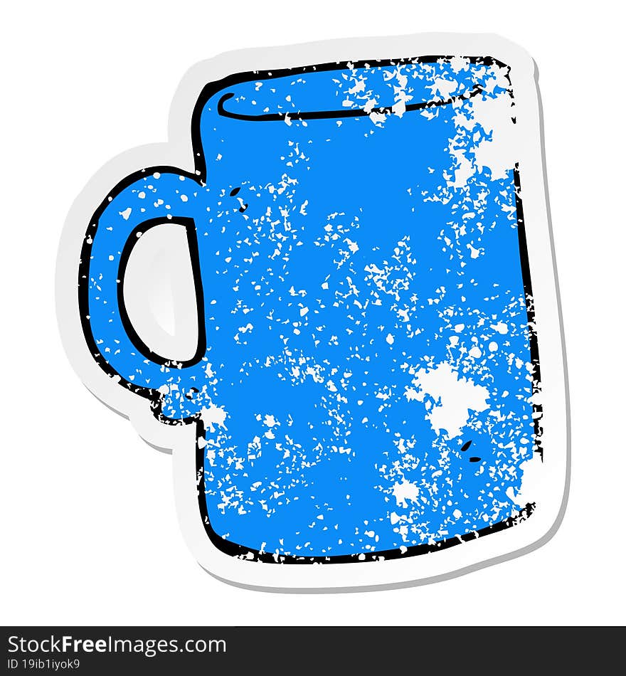 distressed sticker of a cartoon mug