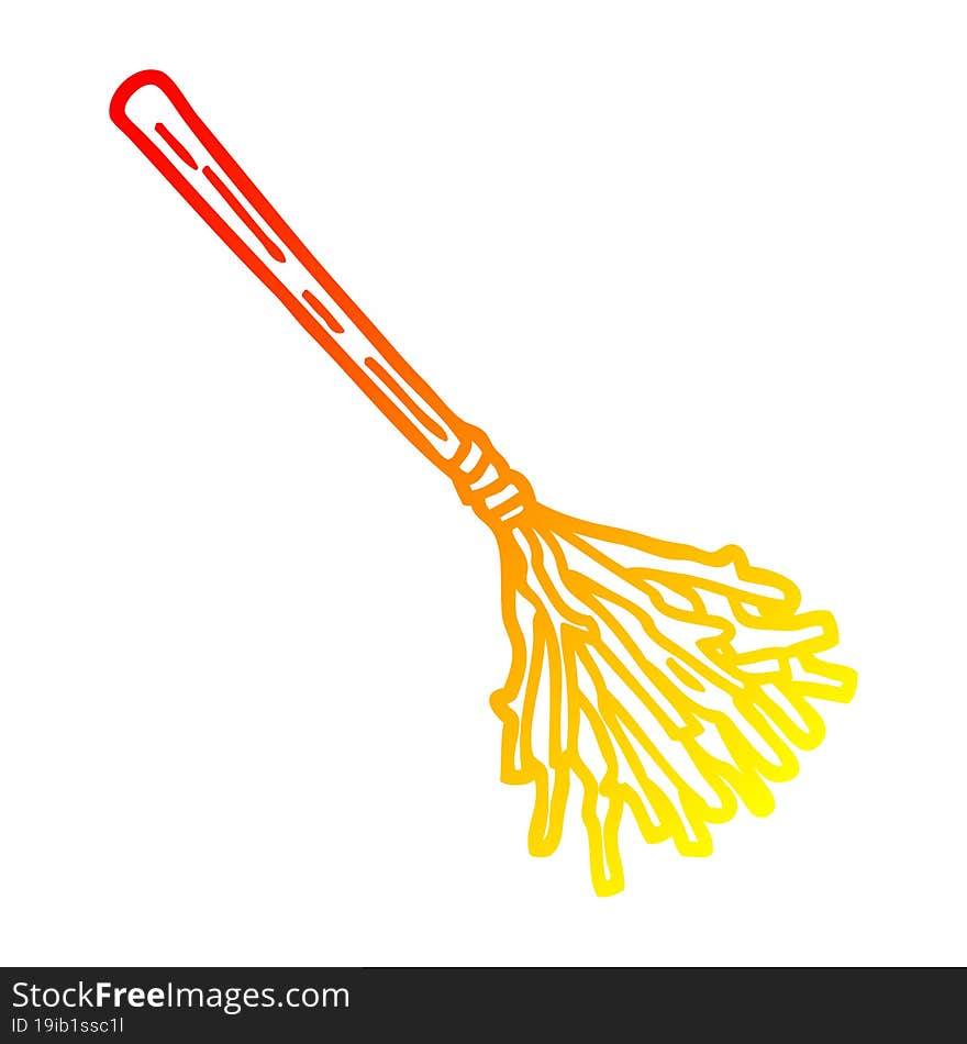 warm gradient line drawing of a cartoon witches broomstick