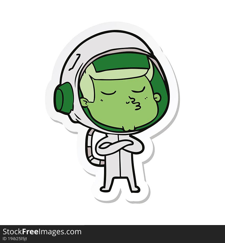 Sticker Of A Cartoon Confident Astronaut