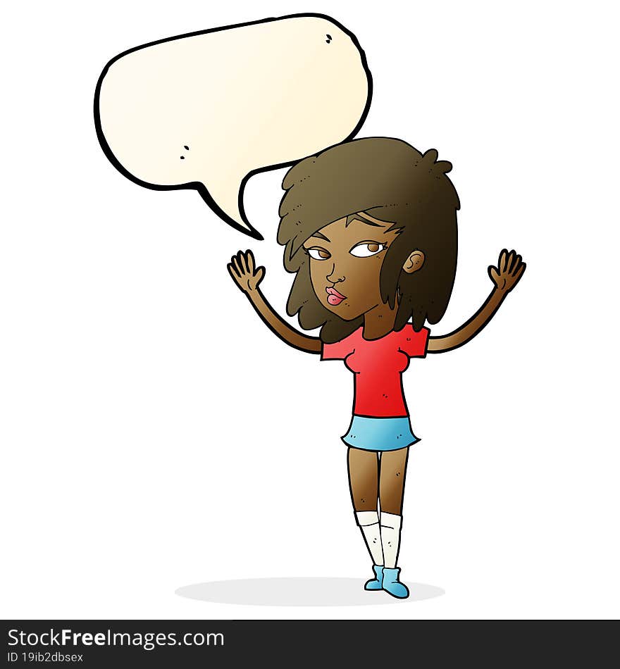 cartoon pretty girl with speech bubble