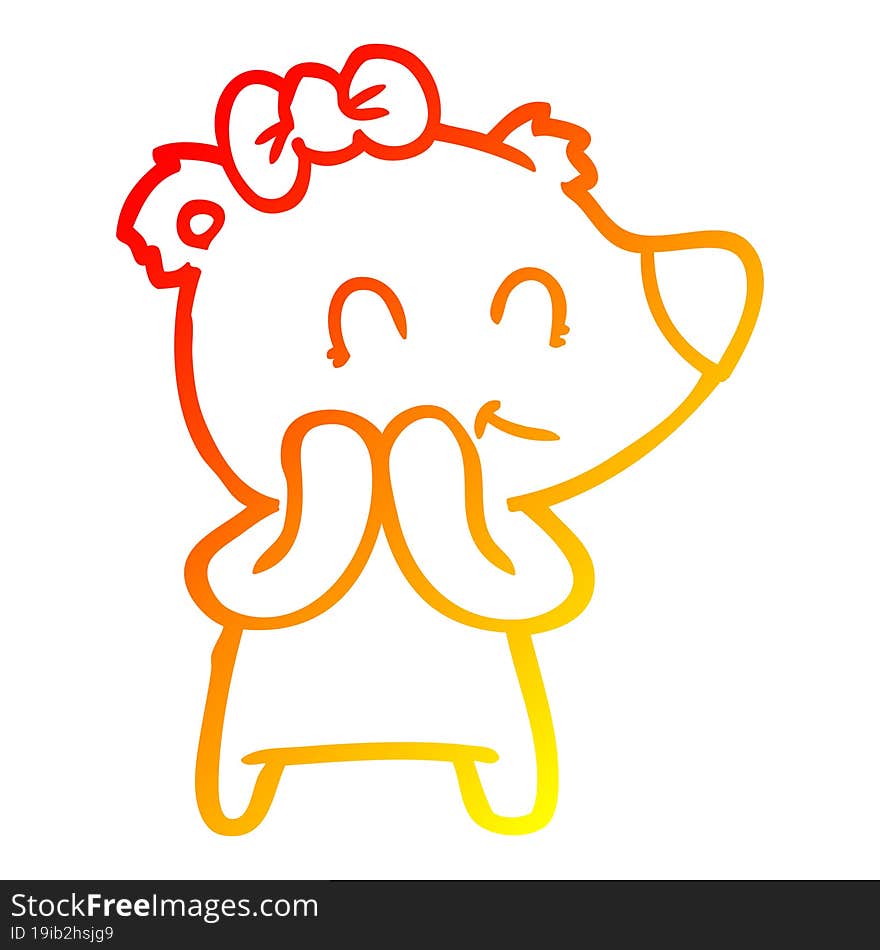 warm gradient line drawing shy female polar bear cartoon