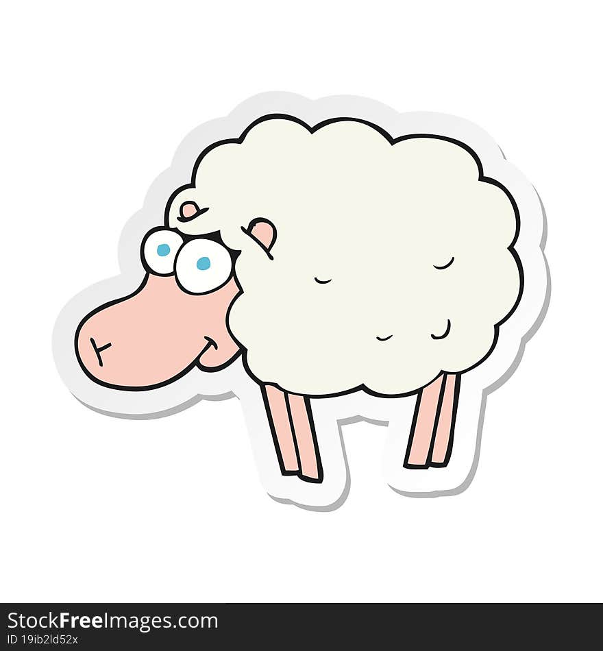 sticker of a funny cartoon sheep